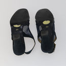 SAINT LAURENT LOUIS VUITTON Heel Sandals Canvas Suede 2 Set Black Auth ti3632-9