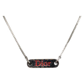 Christian Dior Choker metal Silver Auth ti3633