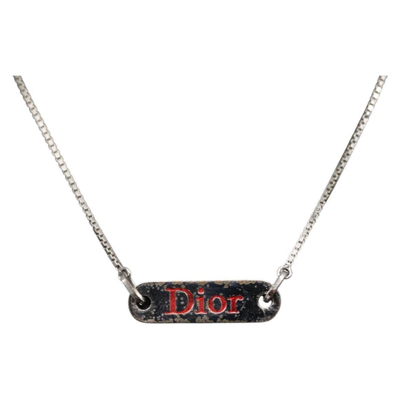 Christian Dior Choker metal Silver Auth ti3633