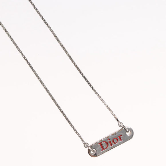 Christian Dior Choker metal Silver Auth ti3633