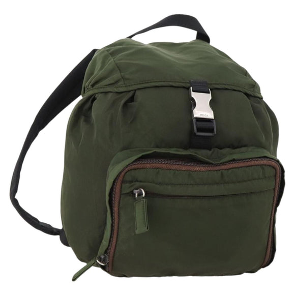 PRADA Backpack Nylon Green Silver Auth ti3636
