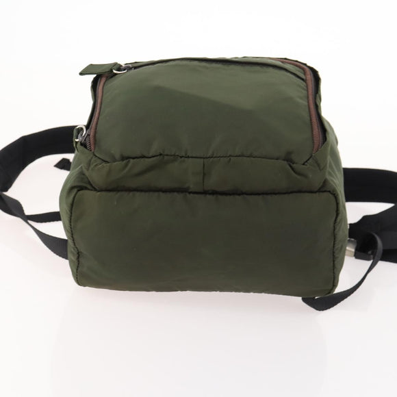 PRADA Backpack Nylon Green Silver Auth ti3636