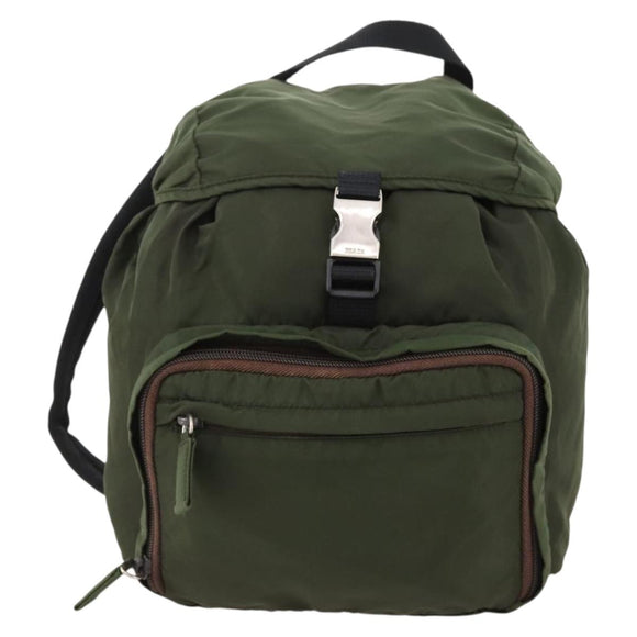 PRADA Backpack Nylon Green Silver Auth ti3636