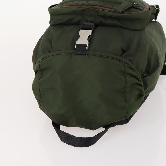PRADA Backpack Nylon Green Silver Auth ti3636