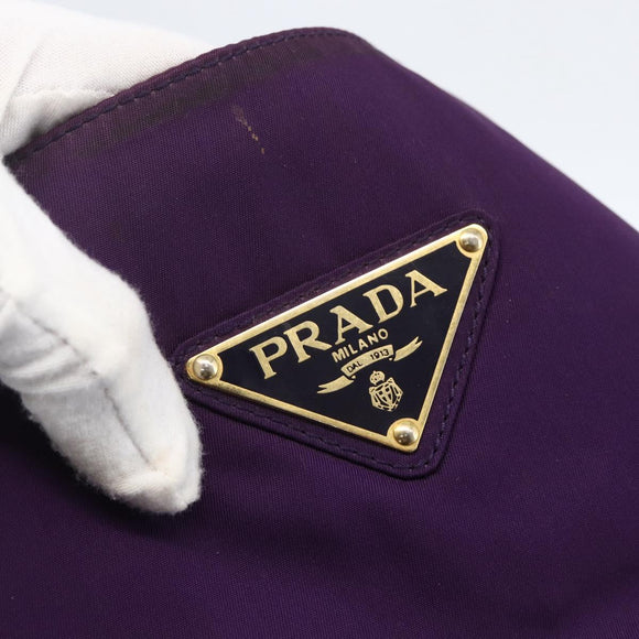 PRADA Hand Bag Nylon Purple Gold Auth ti3637