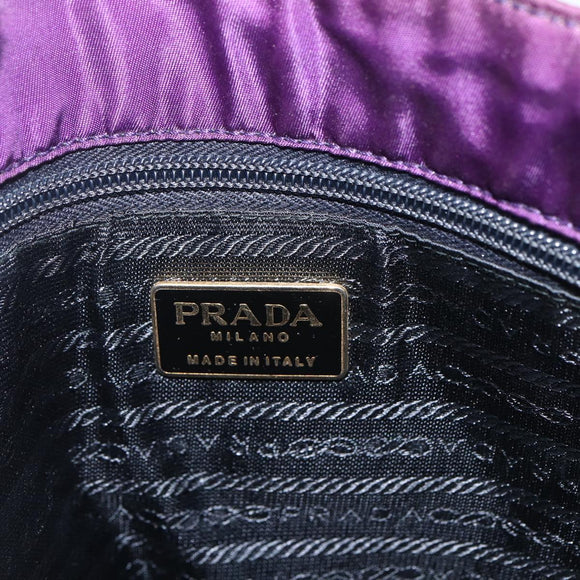 PRADA Hand Bag Nylon Purple Gold Auth ti3637