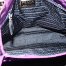 PRADA Hand Bag Nylon Purple Gold Auth ti3637-11