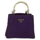 PRADA Hand Bag Nylon Purple Gold Auth ti3637-13
