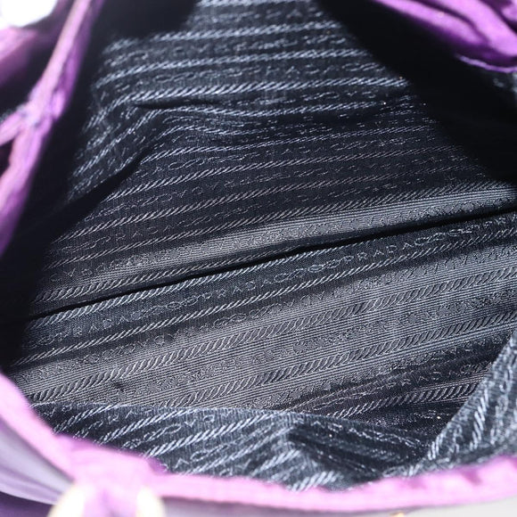 PRADA Hand Bag Nylon Purple Gold Auth ti3637