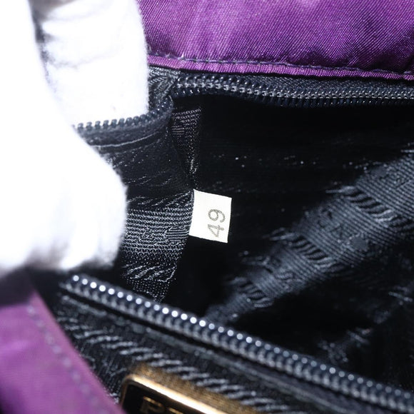 PRADA Hand Bag Nylon Purple Gold Auth ti3637