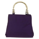 PRADA Hand Bag Nylon Purple Gold Auth ti3637-2