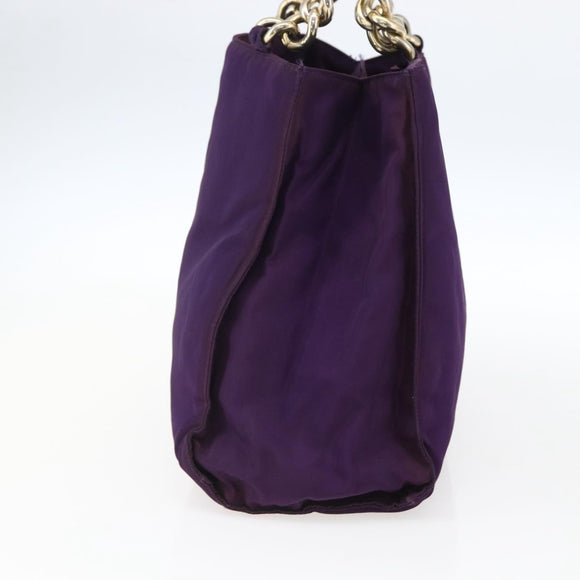 PRADA Hand Bag Nylon Purple Gold Auth ti3637