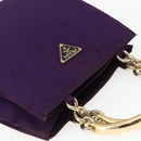 PRADA Hand Bag Nylon Purple Gold Auth ti3637-6