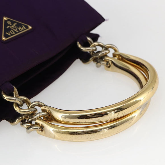 PRADA Hand Bag Nylon Purple Gold Auth ti3637