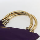 PRADA Hand Bag Nylon Purple Gold Auth ti3637-8