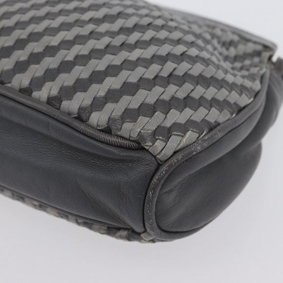 FENDI Shoulder Bag Leather Gray Auth ti3639