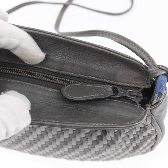 FENDI Shoulder Bag Leather Gray Auth ti3639