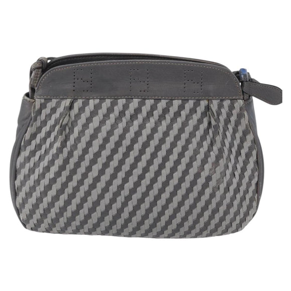 FENDI Shoulder Bag Leather Gray Auth ti3639