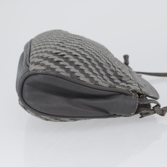 FENDI Shoulder Bag Leather Gray Auth ti3639