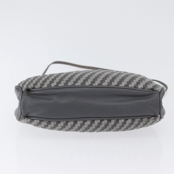 FENDI Shoulder Bag Leather Gray Auth ti3639