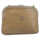 FENDI Zucchino Canvas Clutch Bag PVC Brown Auth ti3641-1