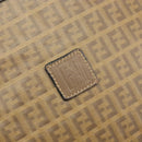 FENDI Zucchino Canvas Clutch Bag PVC Brown Auth ti3641-17