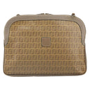 FENDI Zucchino Canvas Clutch Bag PVC Brown Auth ti3641-13