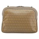 FENDI Zucchino Canvas Clutch Bag PVC Brown Auth ti3641-2