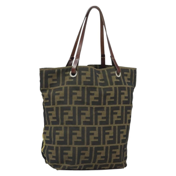 FENDI Zucca Canvas Handtasche Schwarz Braun Auth ti3643
