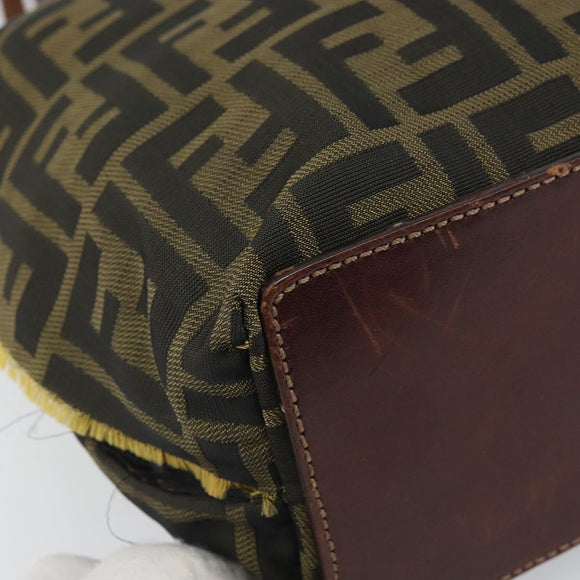 FENDI Zucca Canvas Handtasche Schwarz Braun Auth ti3643