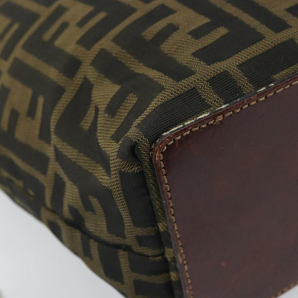 FENDI Zucca Canvas Handtasche Schwarz Braun Auth ti3643