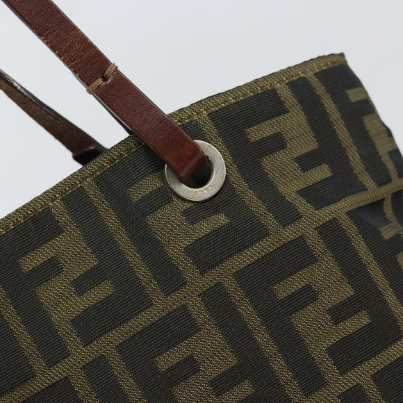 FENDI Zucca Canvas Handtasche Schwarz Braun Auth ti3643