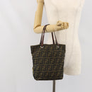 FENDI Zucca Canvas Handtasche Schwarz Braun Auth ti3643-21