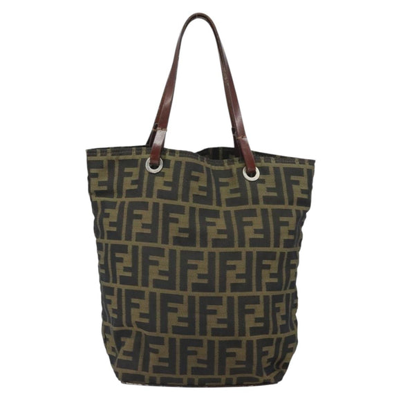 FENDI Zucca Canvas Handtasche Schwarz Braun Auth ti3643