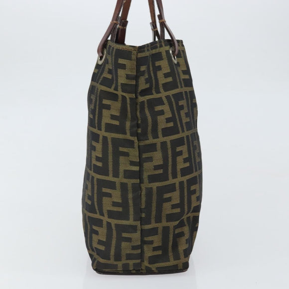 FENDI Zucca Canvas Handtasche Schwarz Braun Auth ti3643