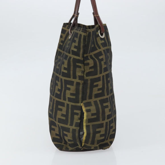FENDI Zucca Canvas Handtasche Schwarz Braun Auth ti3643