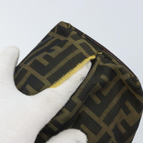 FENDI Zucca Canvas Handtasche Schwarz Braun Auth ti3643