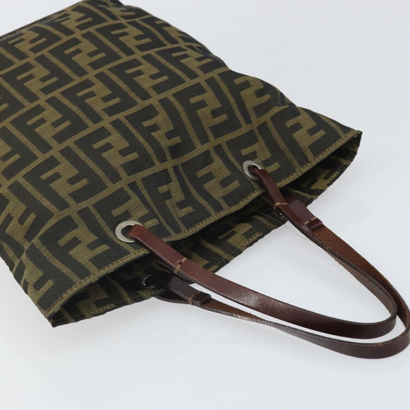 FENDI Zucca Canvas Handtasche Schwarz Braun Auth ti3643