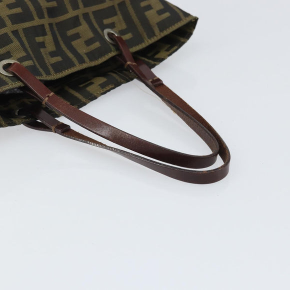FENDI Zucca Canvas Handtasche Schwarz Braun Auth ti3643