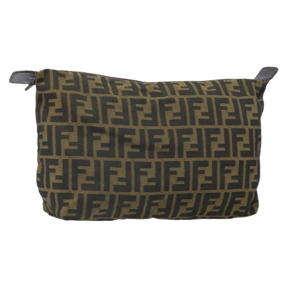FENDI Zucca Canvas Etui Zwart Bruin Auth ti3644
