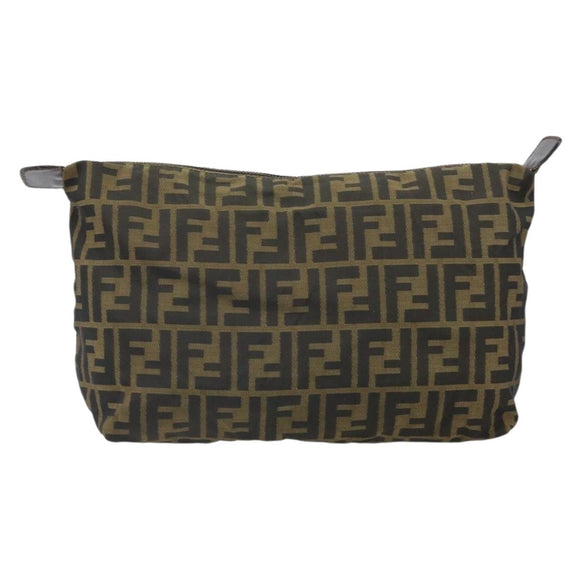 FENDI Zucca Canvas Etui Zwart Bruin Auth ti3644