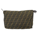 FENDI Zucca Canvas Etui Zwart Bruin Auth ti3644-2