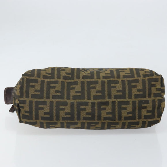 FENDI Zucca Canvas Etui Zwart Bruin Auth ti3644