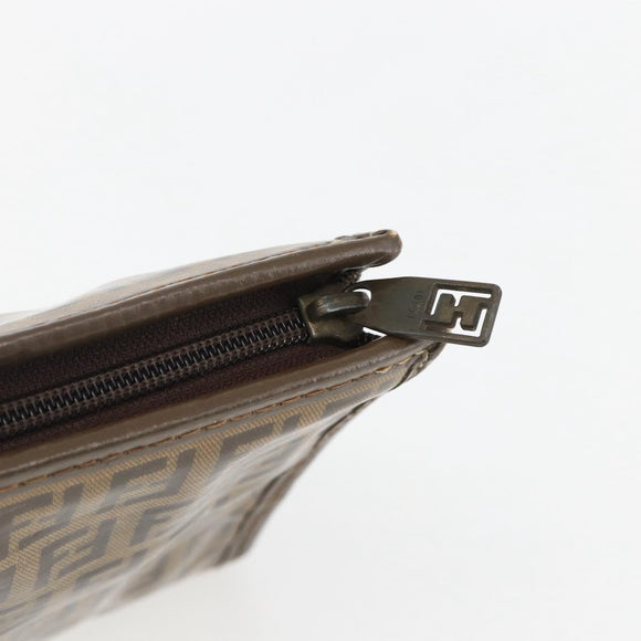 FENDI Zucchino Canvas Clutch Bag Brown Auth ti3645