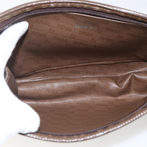 FENDI Zucchino Canvas Clutch Bag Brown Auth ti3645