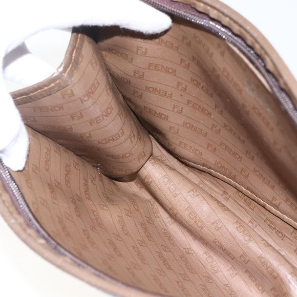 FENDI Zucchino Canvas Clutch Bag Brown Auth ti3645