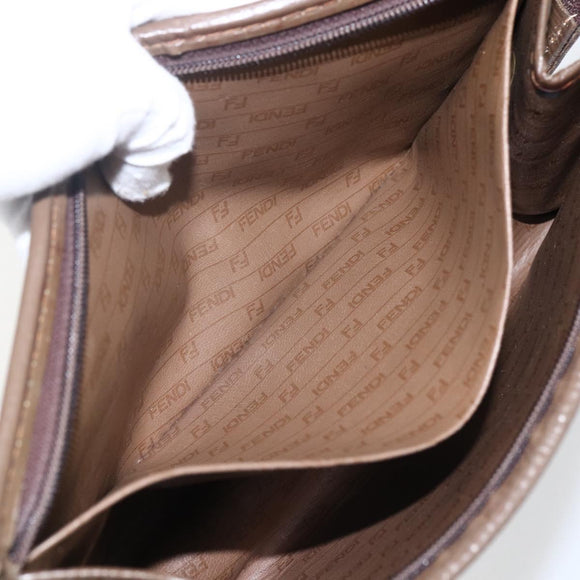 FENDI Zucchino Canvas Clutch Bag Brown Auth ti3645