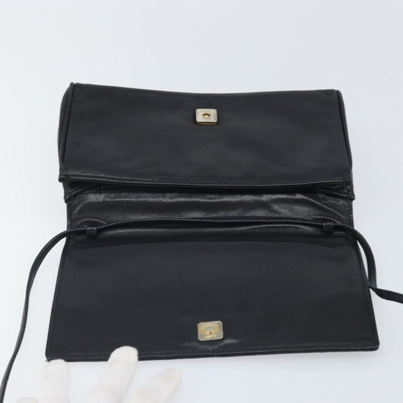 FENDI Schoudertas Leer Zwart Goud Authentiek ti3646