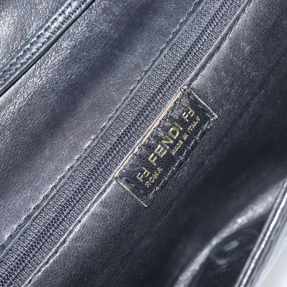 FENDI Schoudertas Leer Zwart Goud Authentiek ti3646
