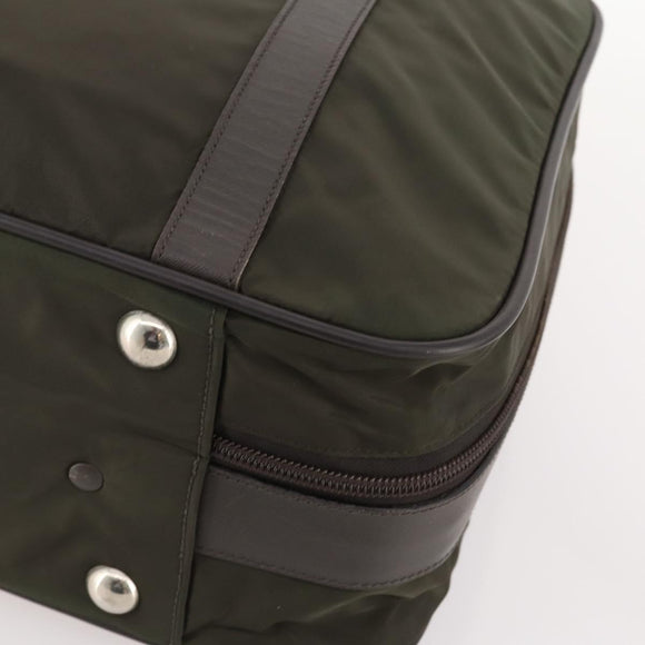 PRADA Business Bag Nylon Khaki Silver Auth ti3654